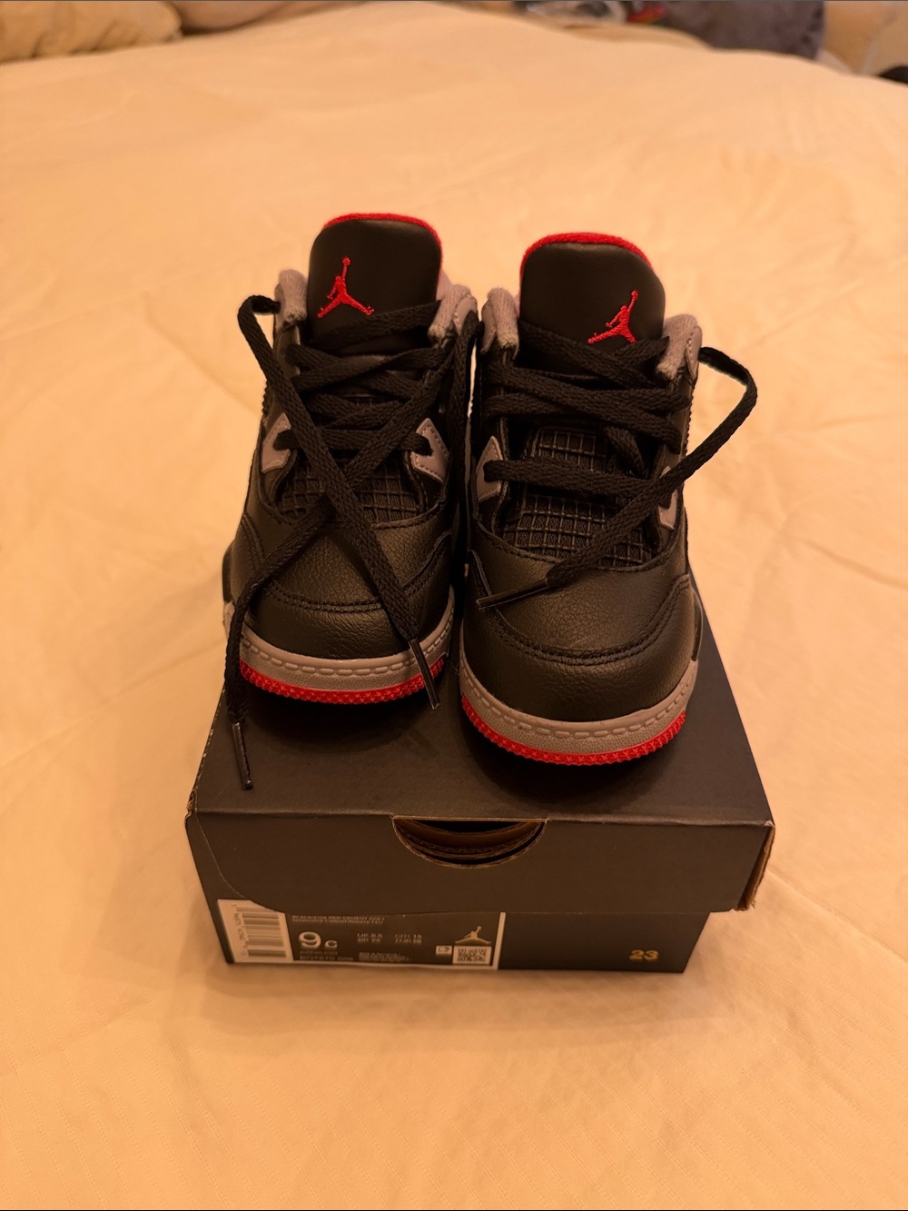 Jordan 4 NEW Kids Black and Red Low-Top Sneakers